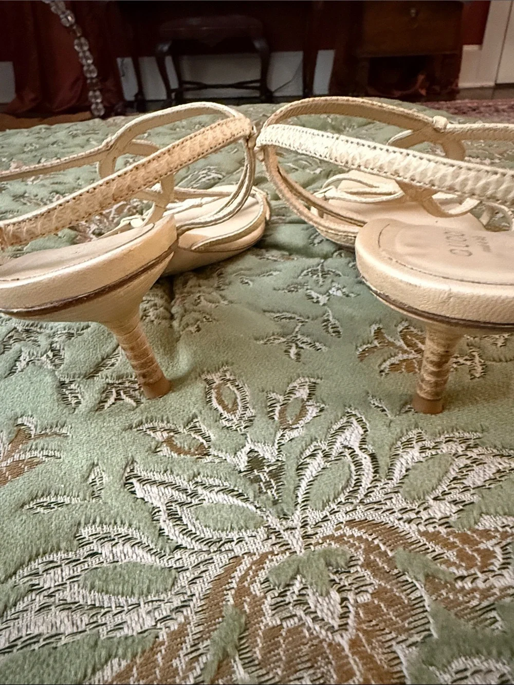 Vintage Gucci Cream Strappy High-Heel Sandals